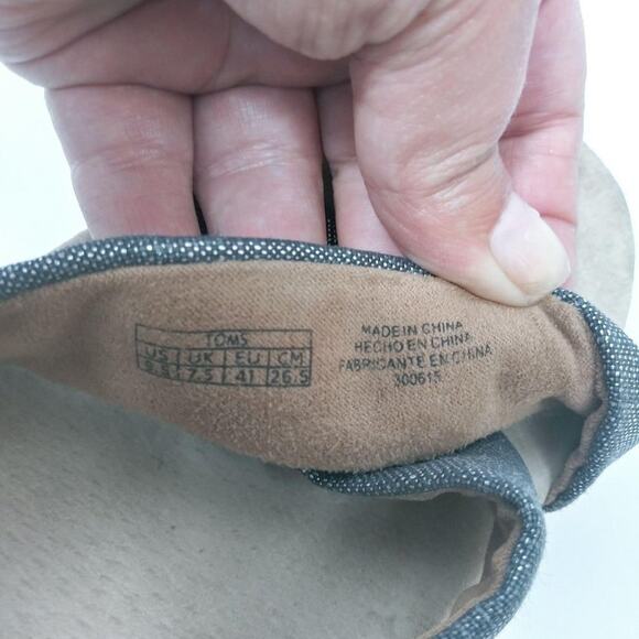 TOMS Sienna Denim Metallic Strappy Wedge Sandal Vacation Size 9.5 - Picture 10 of 11